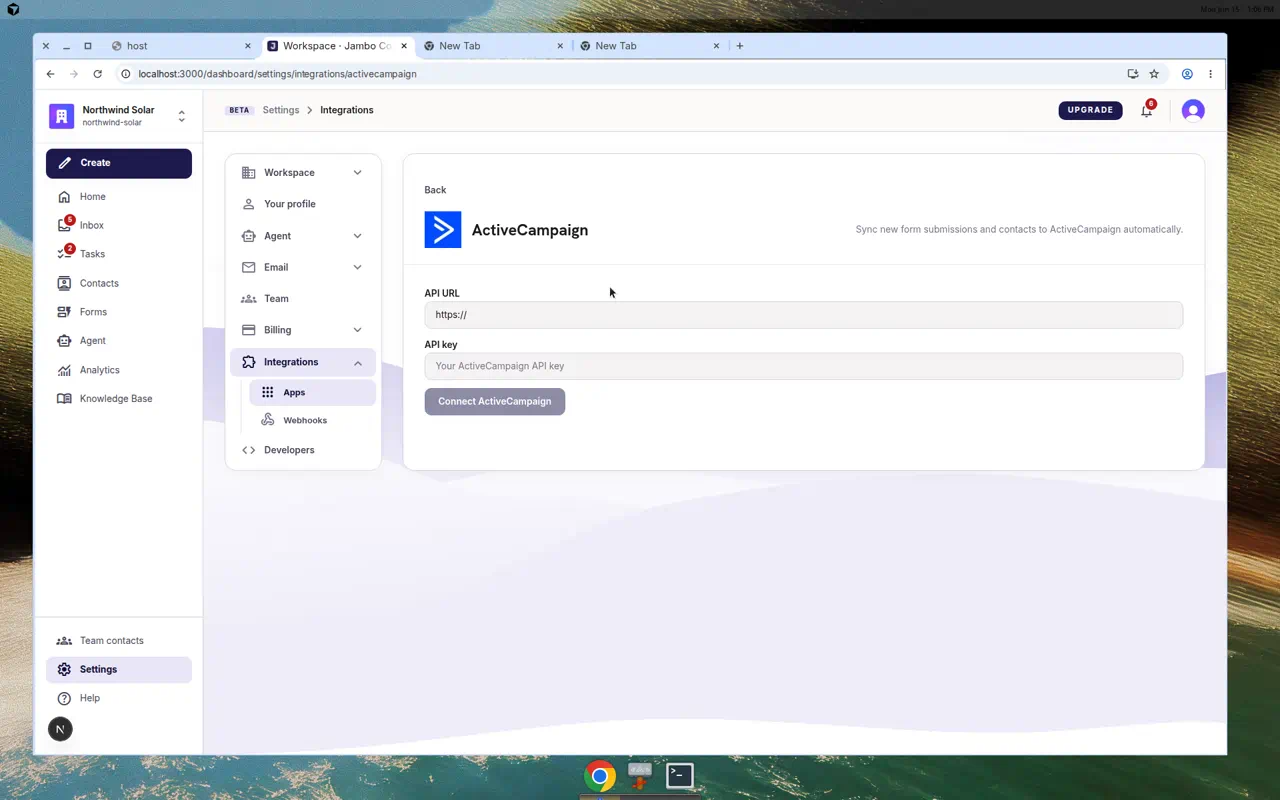 ActiveCampaign connection with list picker and field mapping